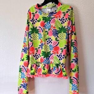 Nicole Miller 2 piece swim XL (14) colorful fruit polyester